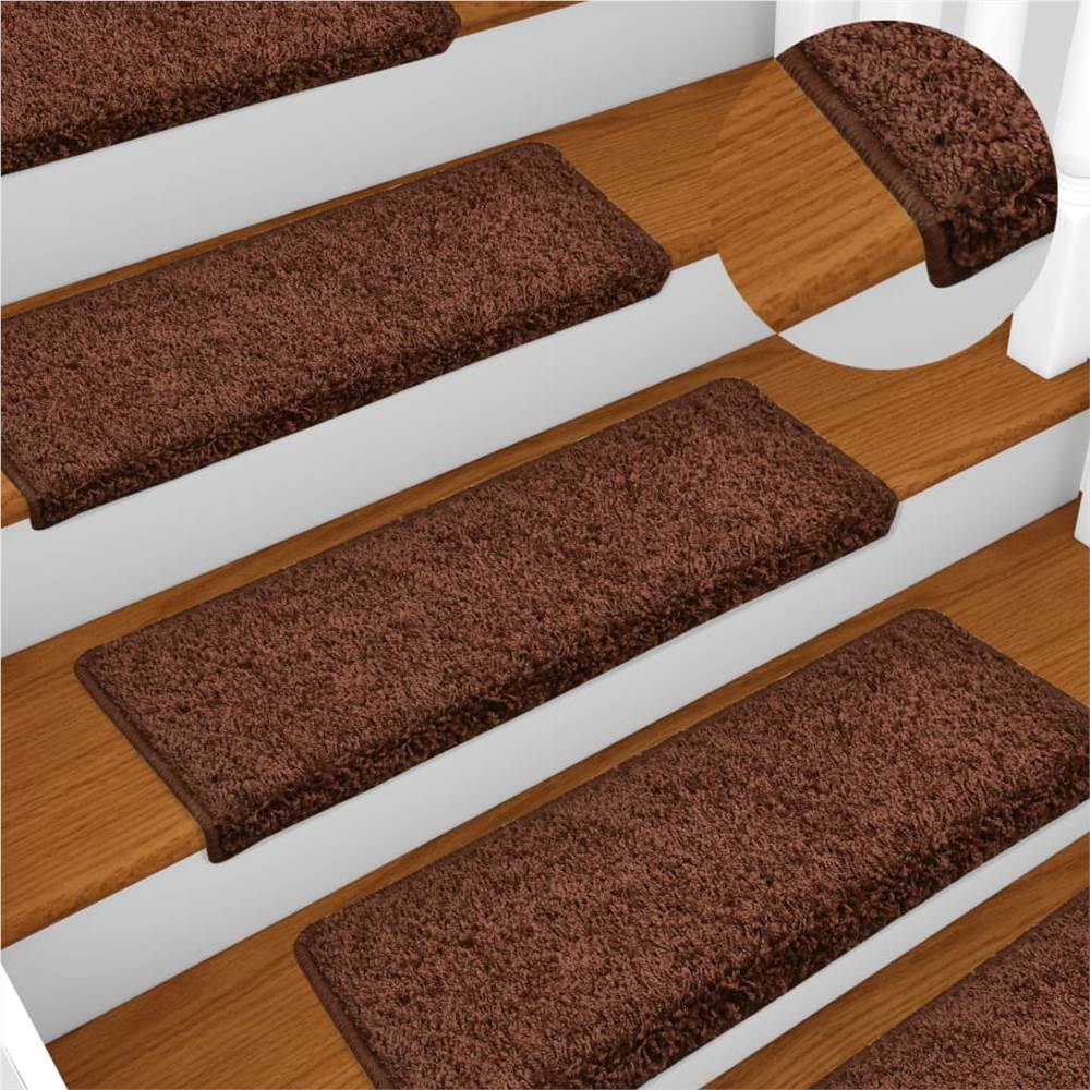 Carpet Stair Treads 15 pcs 65x25 cm Brown
