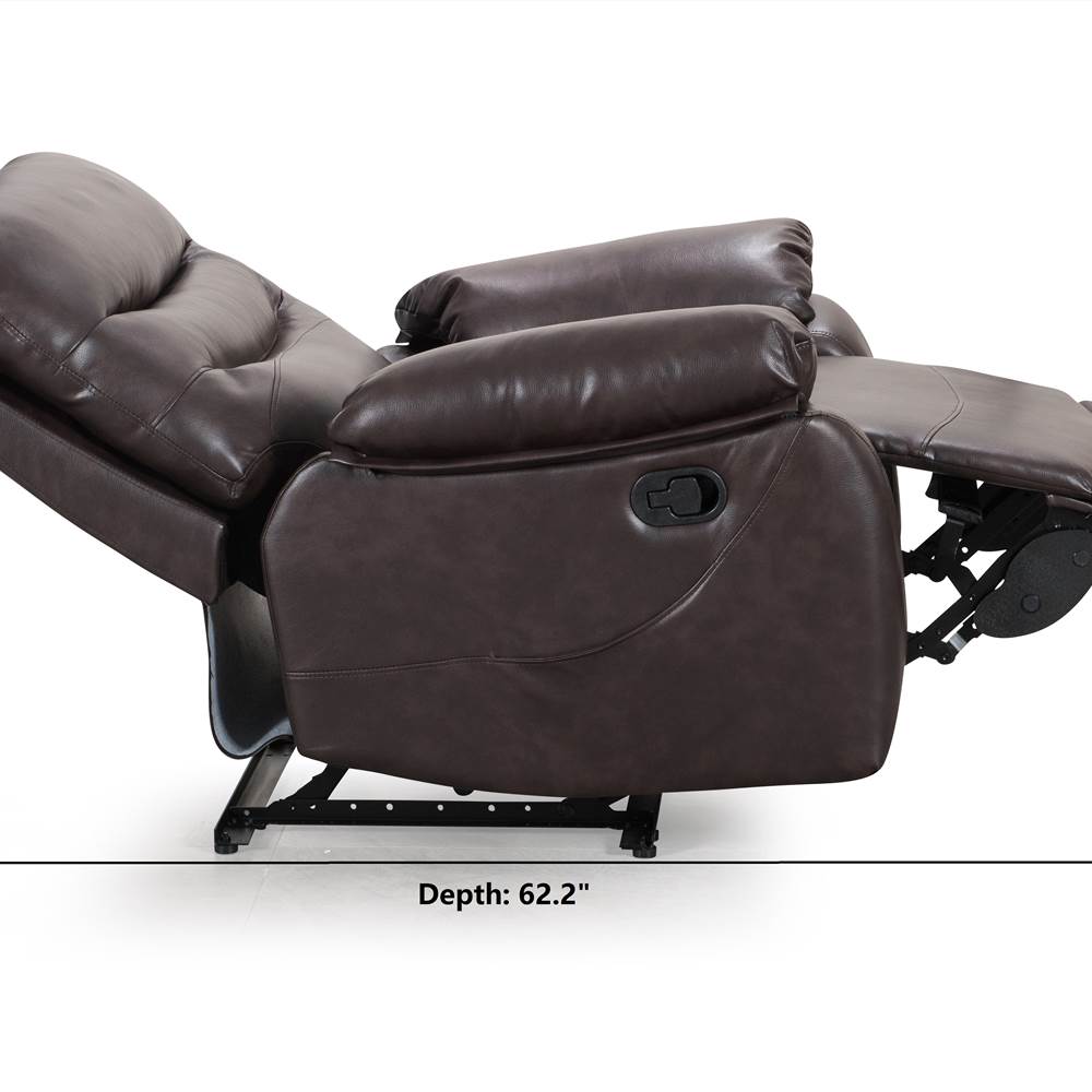 Faux Leather Vibration Massage Recliner with Heating Function Brown