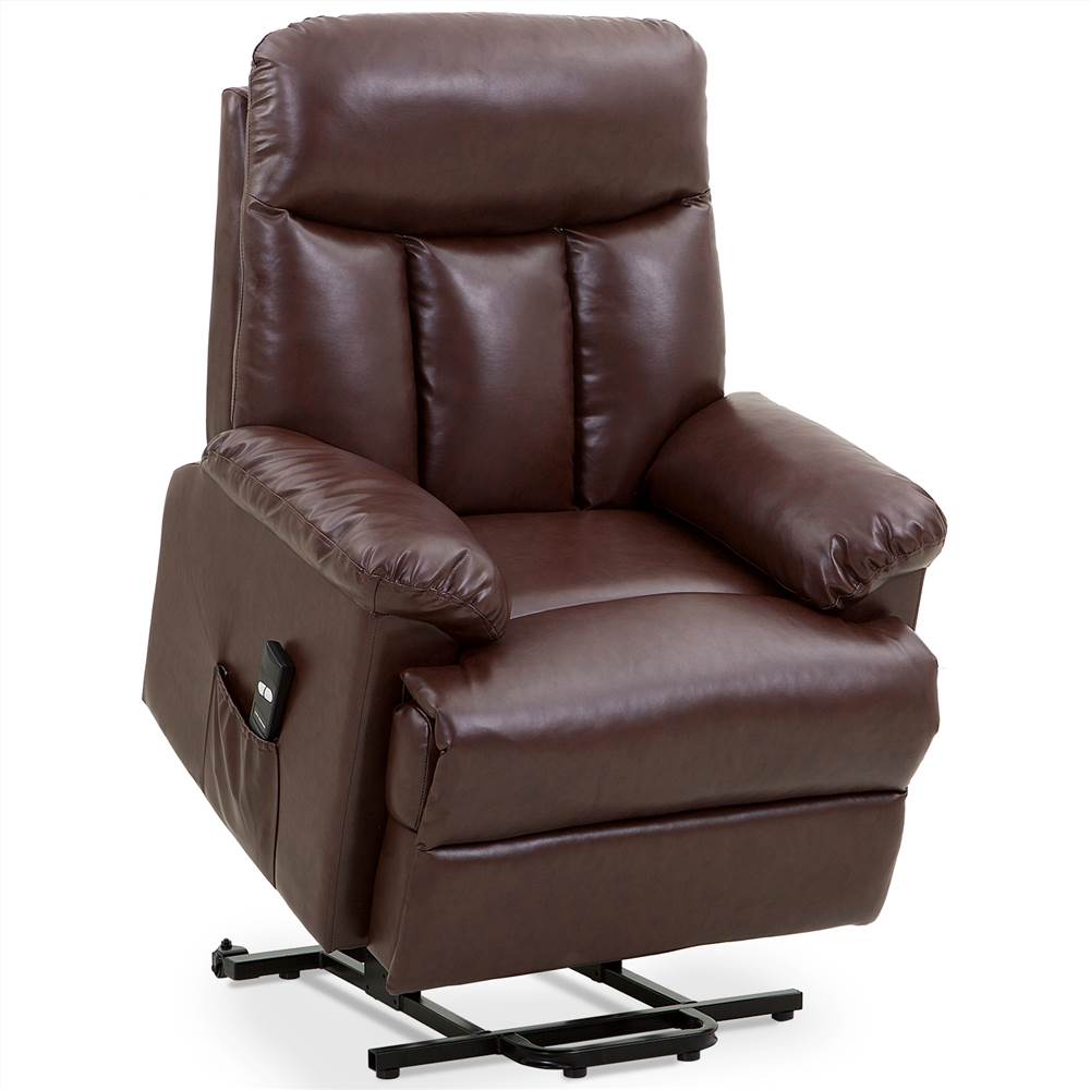 

Orisfur PU Leather Electric Recliner with Remote Control and Side Storage Bags for Home Theater, Office, Living Room - Brown