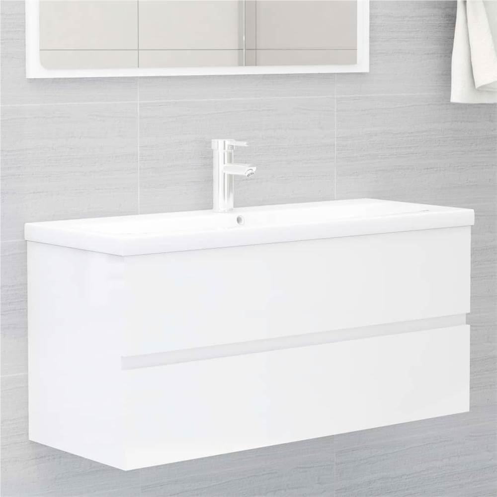 

Sink Cabinet High Gloss White 100x38.5x45 cm Chipboard
