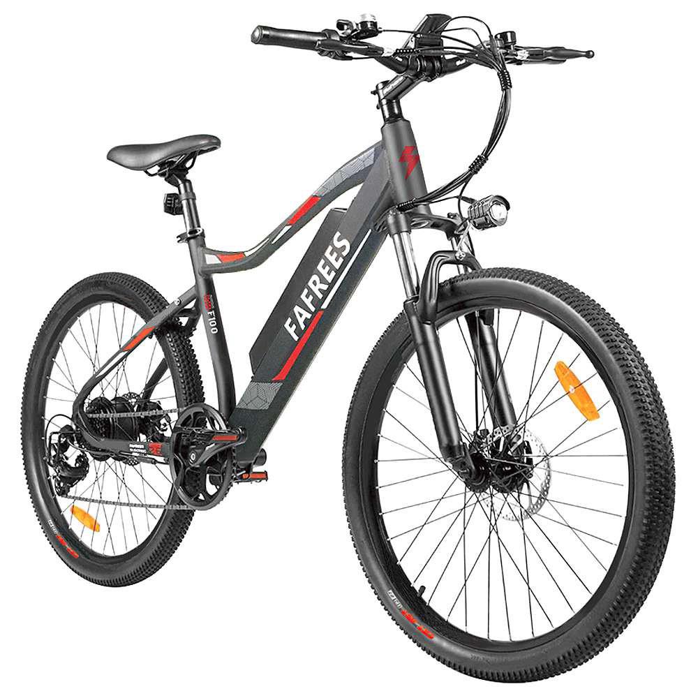 Fafrees F100 26 Inch Electric Bike Max Speed 33Km/h Mountain Ebike 350W Motor SONY 48V 11.6Ah Removable Battery E-PAS Recharge System Shimano 7 Speed Gears LED Display Aluminum Alloy Frame - Black