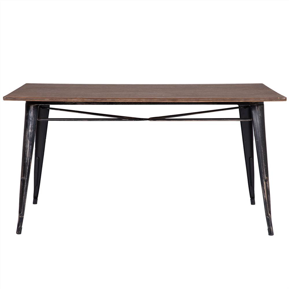 Rustic Vintage Style Distressed Dining Table Black