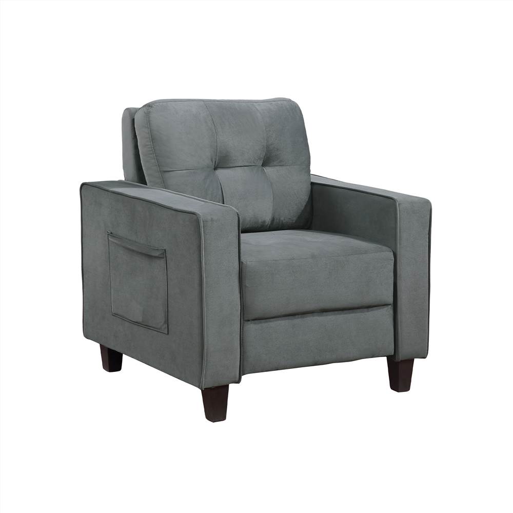 

Orisfur 1-Seat Sectional Velvet Upholstered Sofa with Ergonomic Backrest and Wooden Legs for Living Room, Bedroom, Office, Apartment - Grey