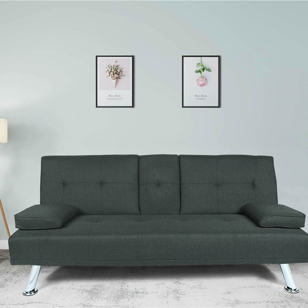 

FUTON SOFA BED SLEEPER DARK GREY FABRIC （W22303581）
