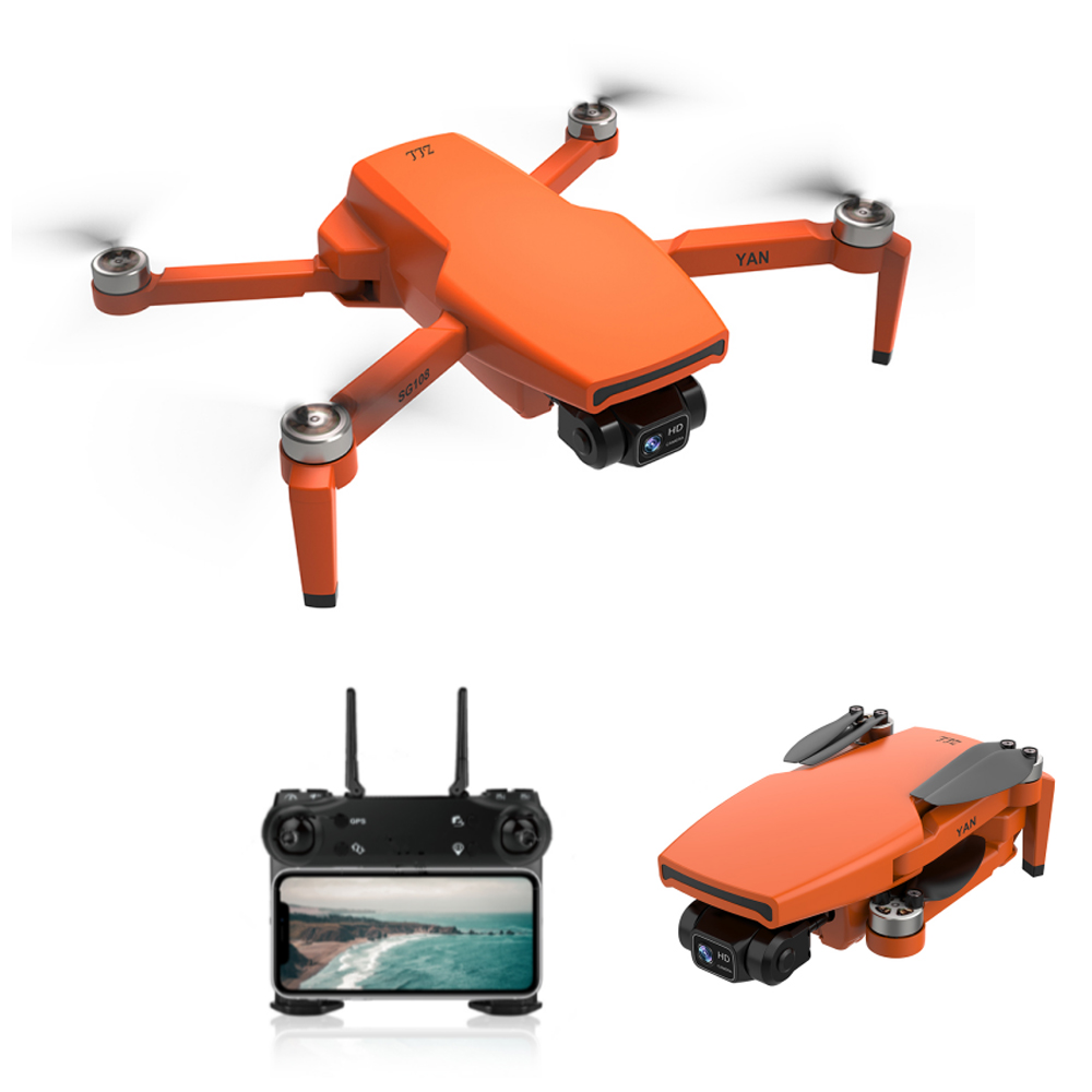 ZLL SG108 PRO 5G WIFI FPV GPS 4K Camera 2-Axis Gimbal RC Drone Orange - Two Batteries with Bag
