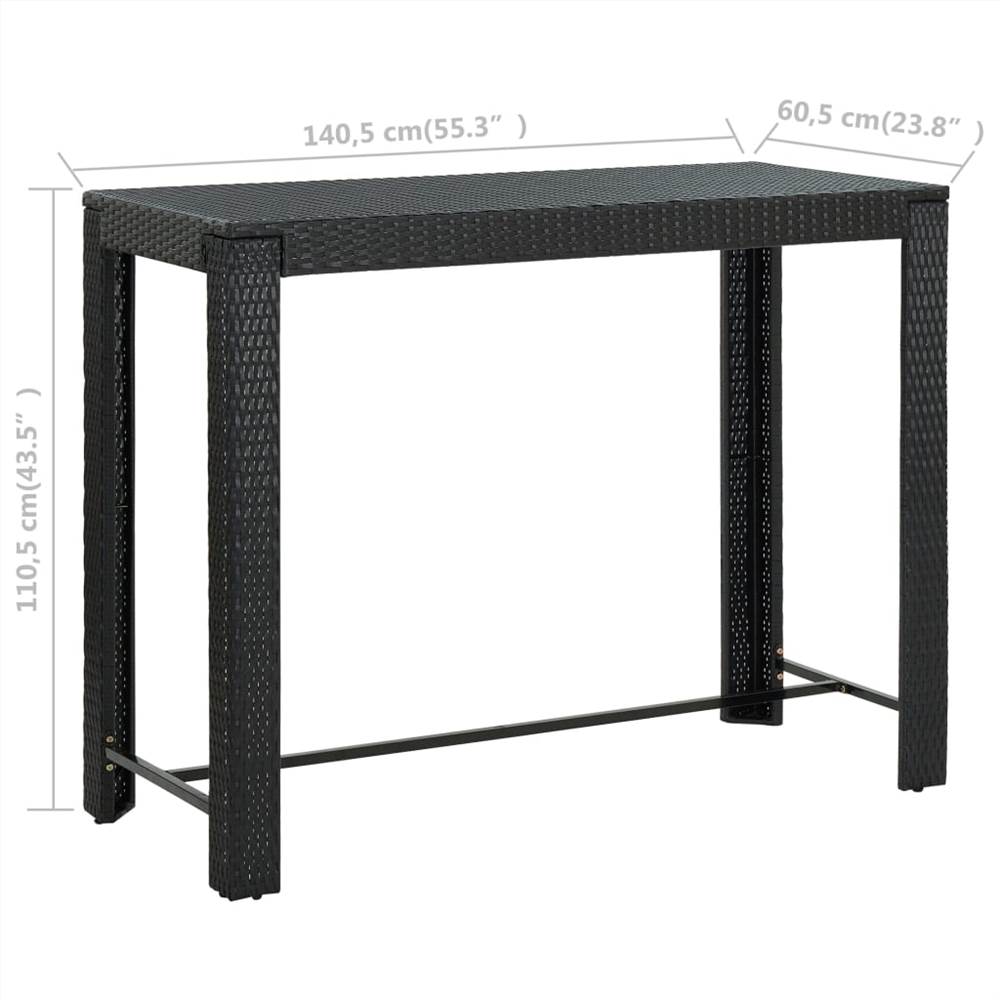 Garden Bar Table Black 140.5x60.5x110.5 cm Poly Rattan