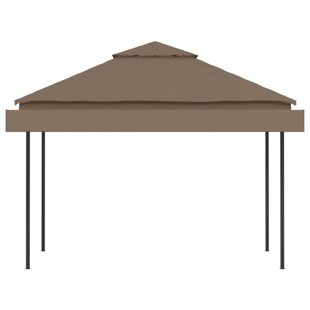 Gazebo with Double Extending Roofs 3x3x2.75 m Taupe 180g/m²