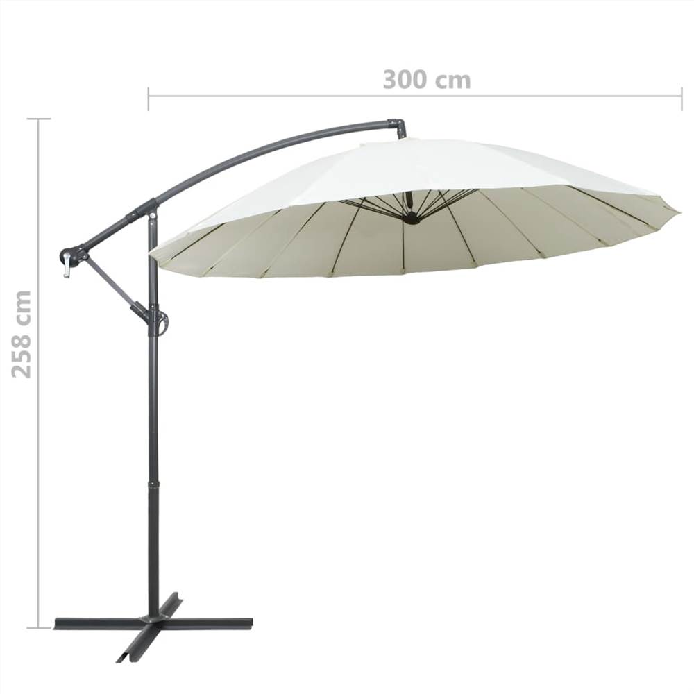 Hanging Parasol White 3 m Aluminium Pole