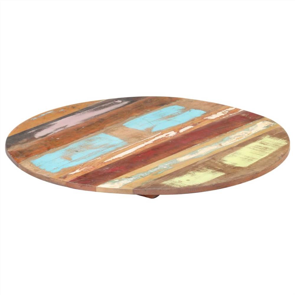 Round Table Top 80 cm 15-16 mm Solid Reclaimed Wood