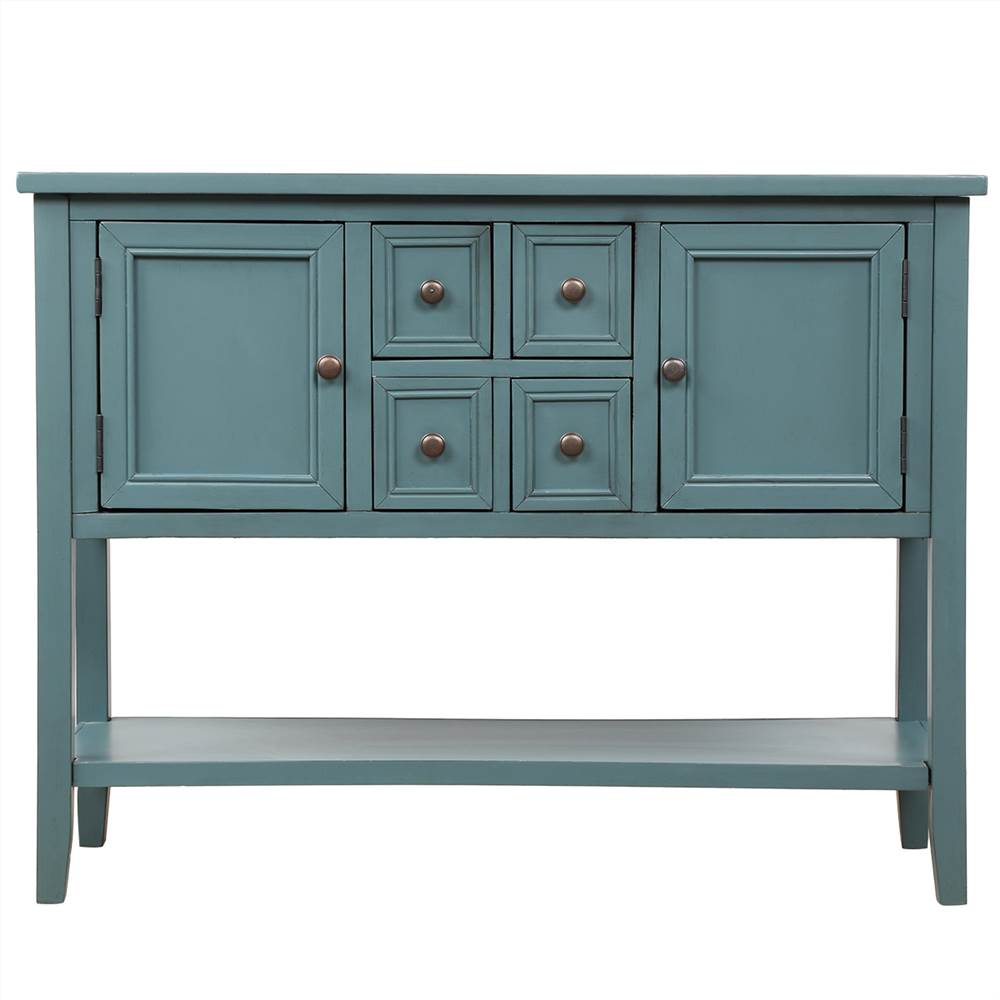 TREXM 46'' Console Table with 4 Storage Drawers Dark Blue