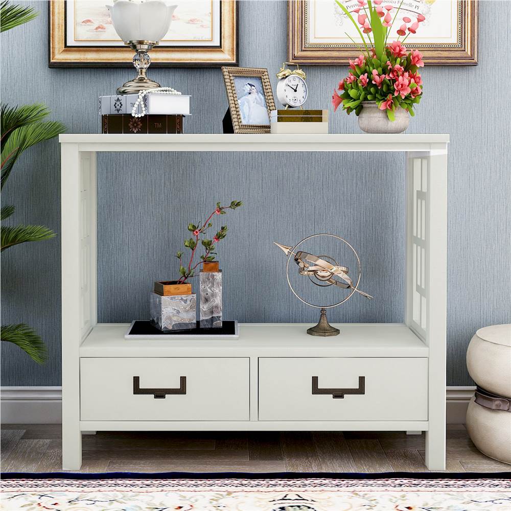 

TREXM 36'' Console Table with 2 Bottom Drawers, for Entrance Hallway, Dining Room, Kitchen - White