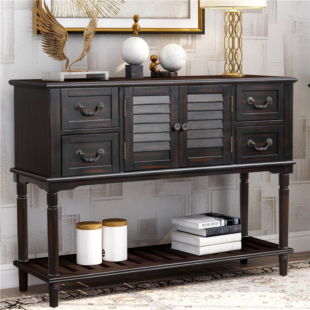 

TREXM 45'' Console Table with 4 Storage Drawers, 1 Cabinet and Bottom Shelf, for Entrance, Hallway, Dining Room, Kitchen - Espresso