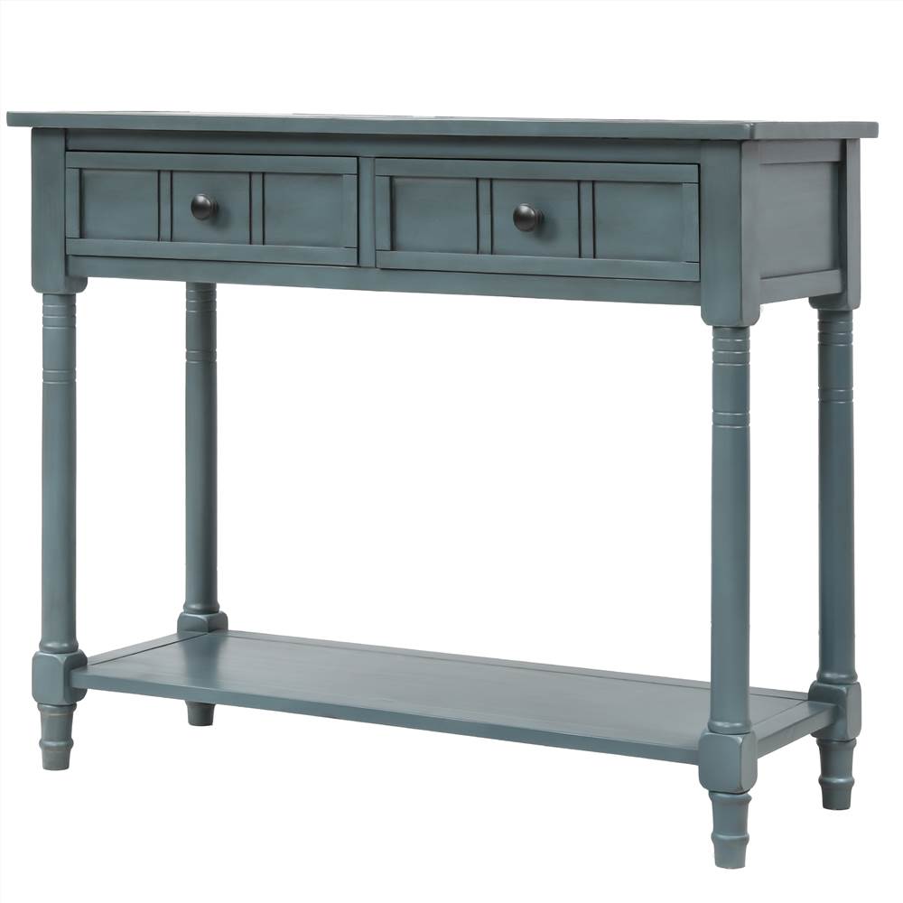 TREXM 35'' Console Table with 2 Storage Drawers Navy