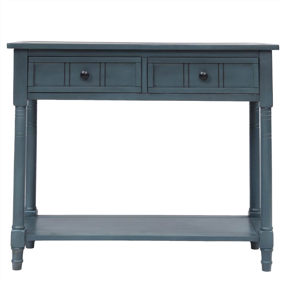 TREXM 35'' Console Table with 2 Storage Drawers Navy