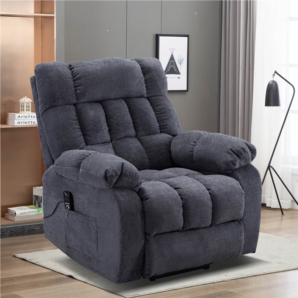 Electric Thermotherapy Massage Lift Recliner with Modern Padded Armrests and Backrest, for Living Room, Bedroom, Office, Apartment - Blue
