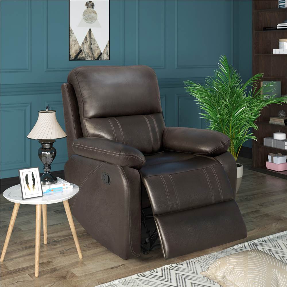 

Orisfur PU Leather Recliner with Modern Padded Armrests and Backrest, for Living Room, Office, Apartment, Home Theatre - Dark Brown