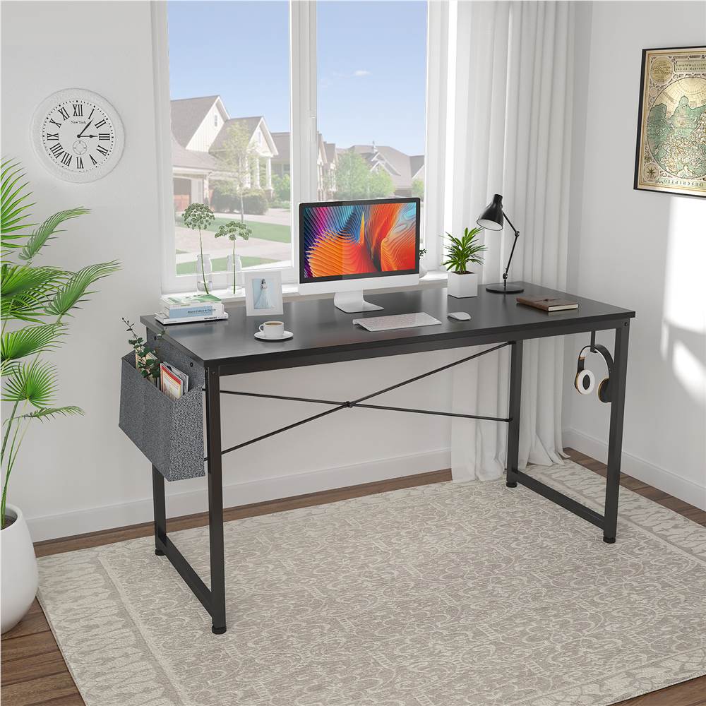 Home Office 47&quot; Computer Desk with Adjustable Leg Pads and Storage Bag - Black