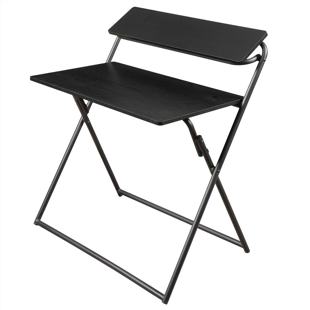Home Office MDF Folding Computer Desk with Shelf Black