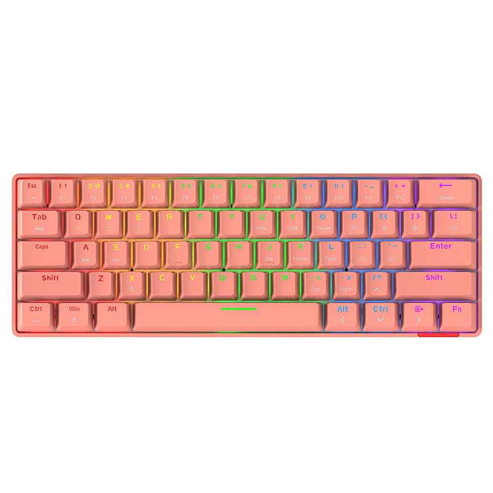 Ajazz STK61 61key Wired/Bluetooth Dual mode Blue Switch Multi-color backlight mechanical keyboard - Peach Red