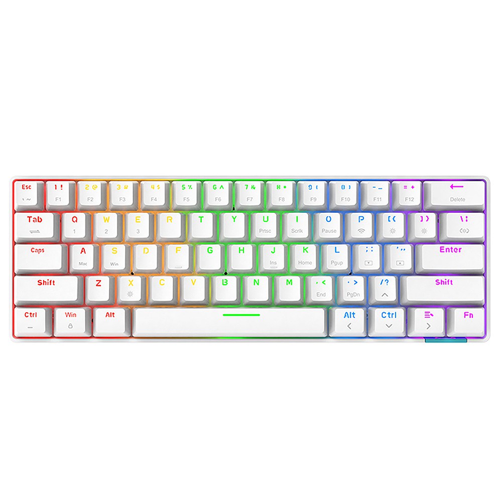 Ajazz STK61 61key Wired/Bluetooth Dual mode Red Switch Multi-color backlight mechanical keyboard - White