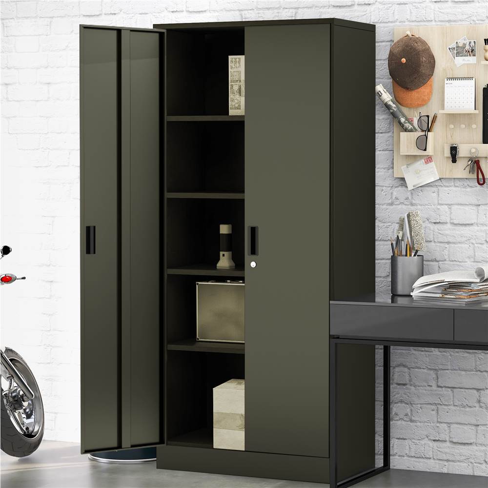 Steel Storage Cabinet With 4 Shelves, Storage Cabinets With Lockable Doors