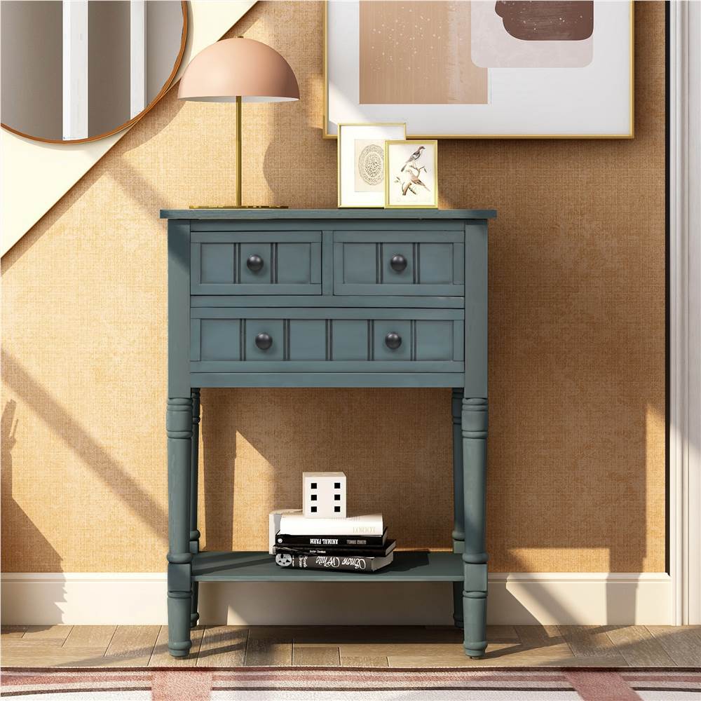 

TREXM 23" Wooden Console Table with 3 Storage Drawers and Bottom Shelf, for Entrance, Hallway, Dining Room, Kitchen - Navy