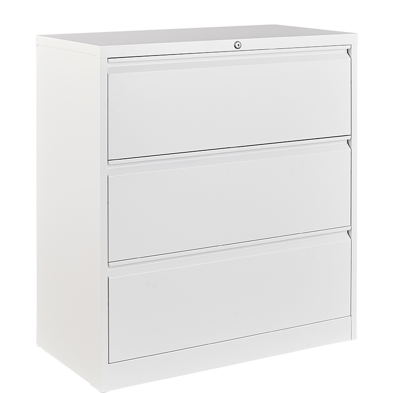 Classeur latéral verrouillable en métal pour bureau à domicile avec 3 tiroirs de rangement, pour documents suspendus au format A4, Lettre et Légal - Blanc