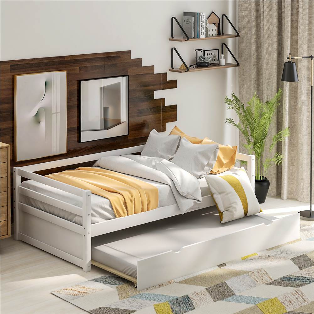 Wooden Daybed With Trundle Bed, Wood Twin Trundle Bed Daybed
