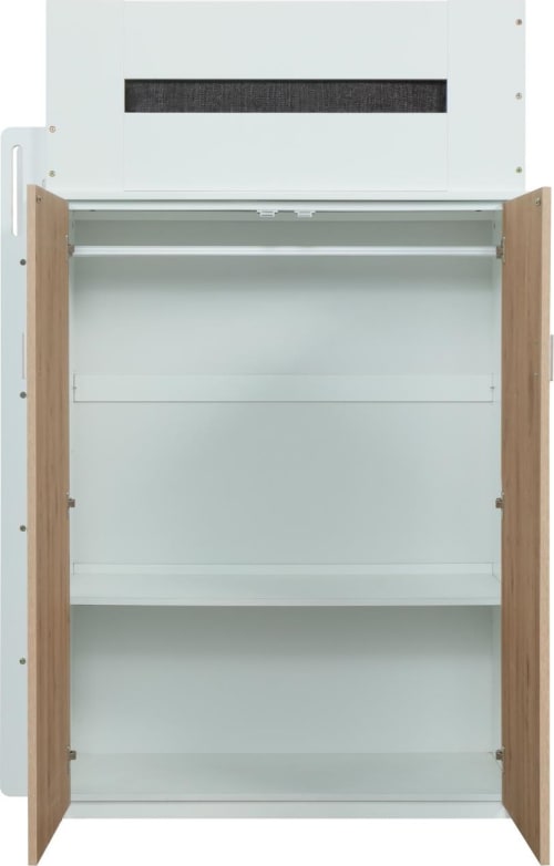 ACME Twin Size Wooden Loft Bed Frame with Desk White + Pink