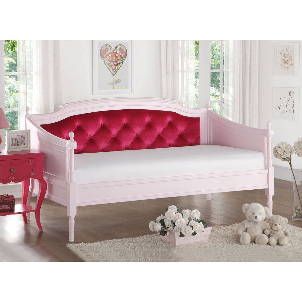 

Twin Size Velvet Daybed Frame with Backrest and Wooden Slats Support, No Need for Spring Box, for Living Room, Bedroom, Office, Apartment - Pink