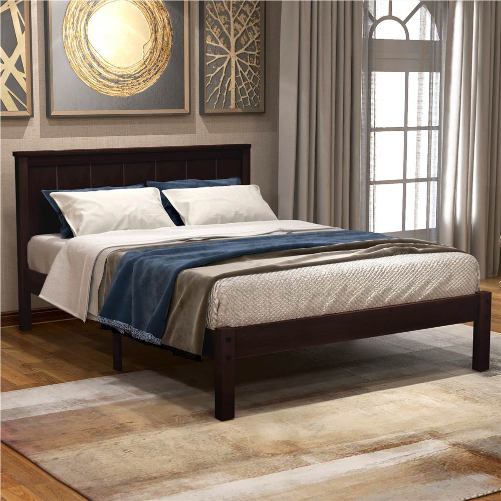 

Twin Size Wooden Platform Bed Frame with Headboard, and Wooden Slats Support, No Spring Box Required (Frame Only) - Espresso