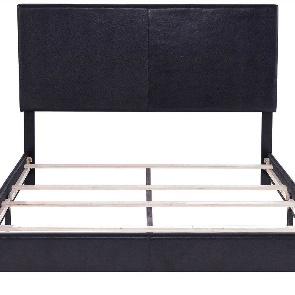 Vienna Full Size Faux Leather Upholstered Platform Bed Frame Black