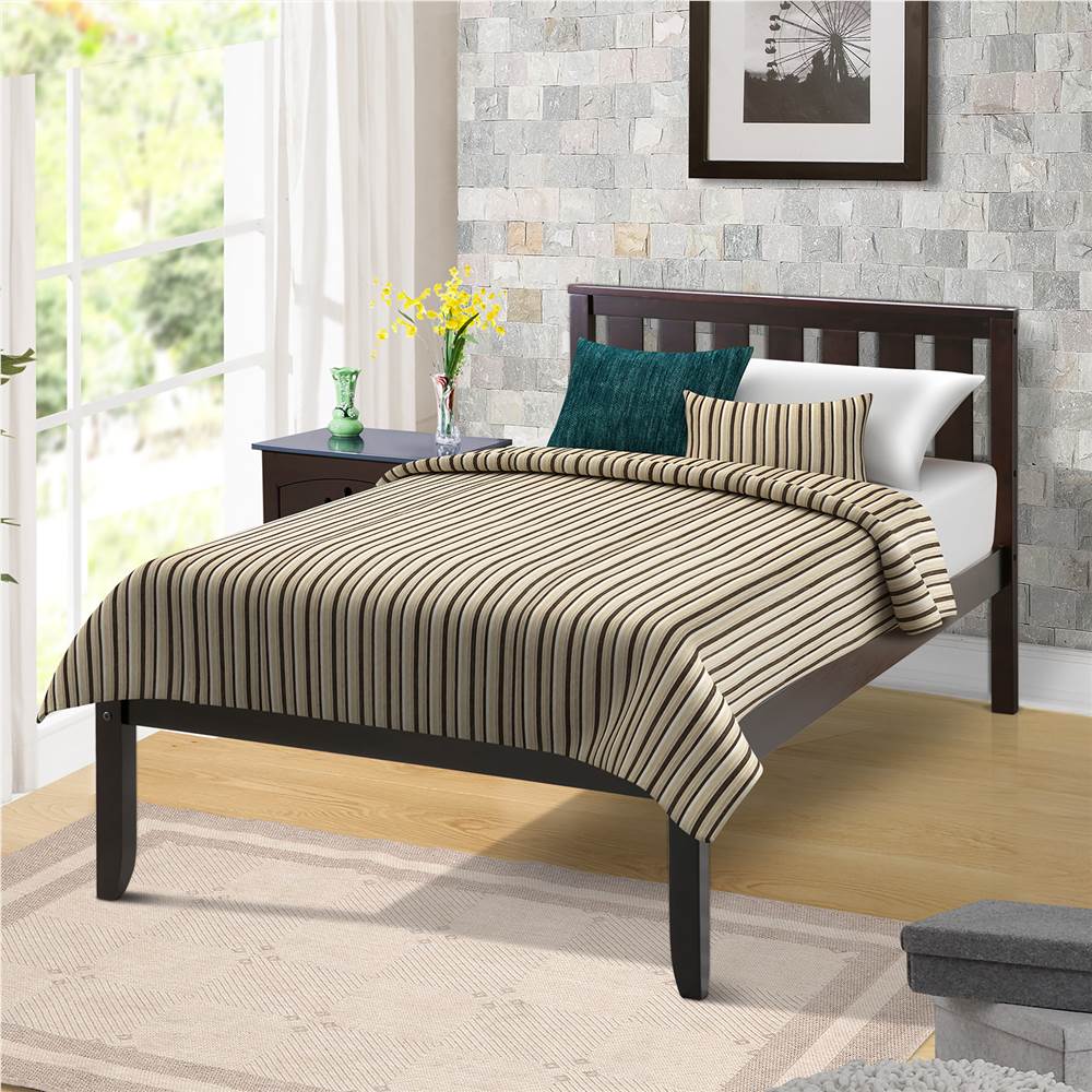 

Twin Size Wooden Platform Bed Frame with Headboard, and Wooden Slats Support, No Spring Box Required (Frame Only) - Espresso