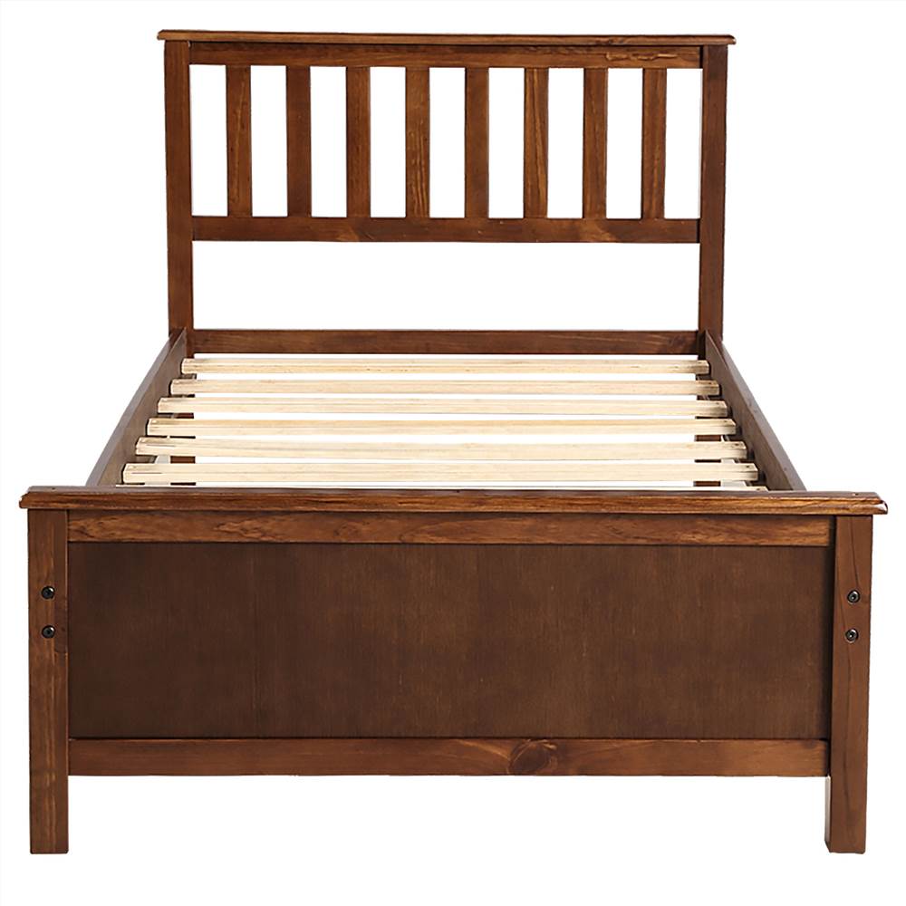Twin Size Wooden Platform Bed Frame with Headboard Walnut | United States