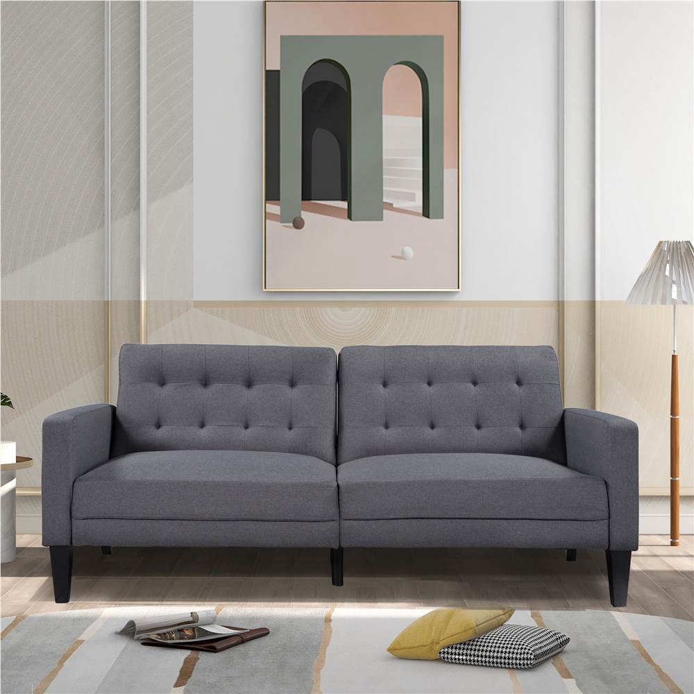 

Orisfur 2-seat Linen Upholstered Sofa Bed with Wooden Frame, Armrests and Adjustable Backrest, for Living Room, Bedroom, Office, Apartment - Gray