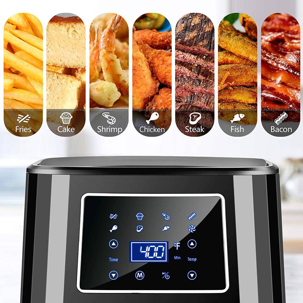 Bear Smart Air Fryer 7 Cooking Presets LED Touch Control Black