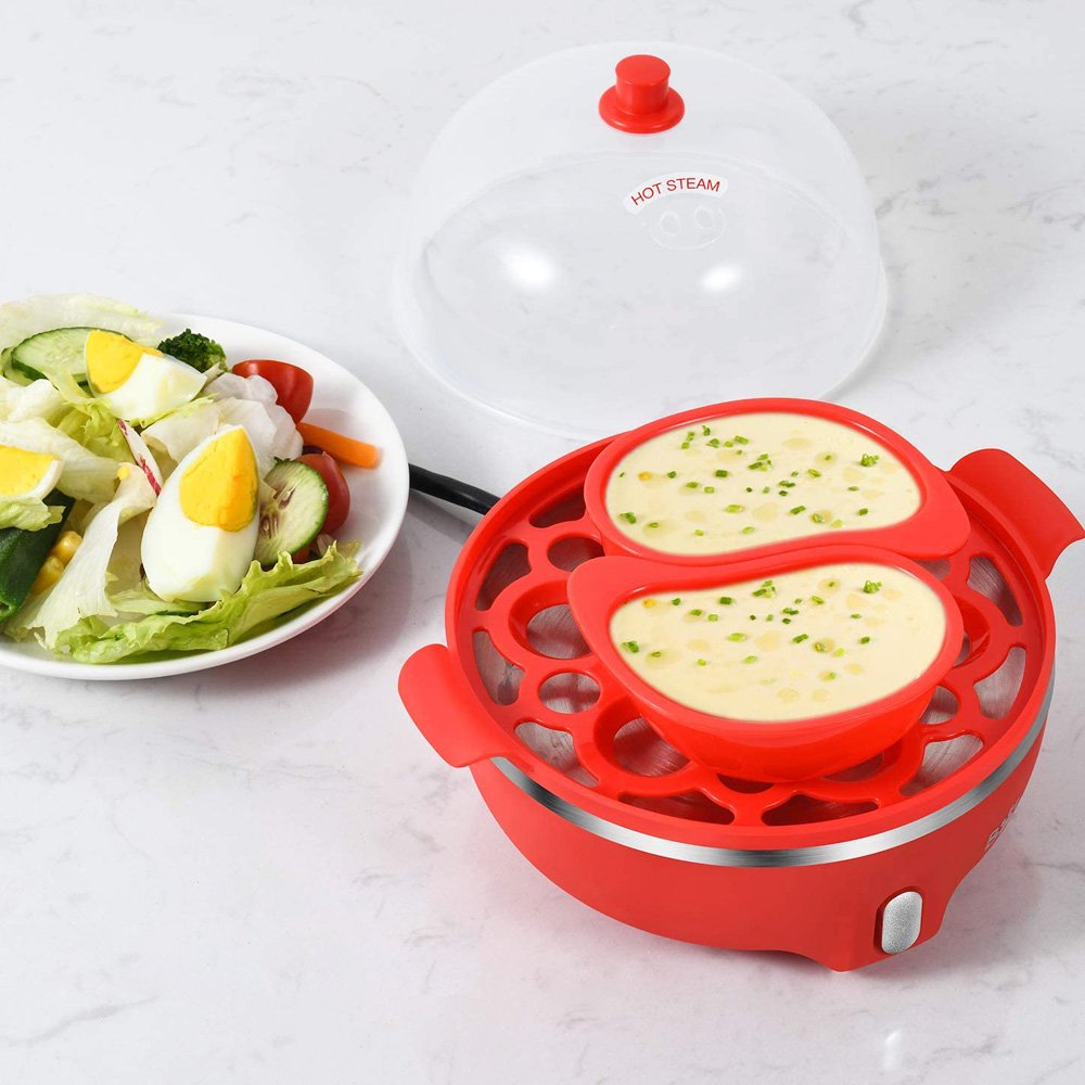 Bear Electric Egg Cooker with Measuring Cup Red