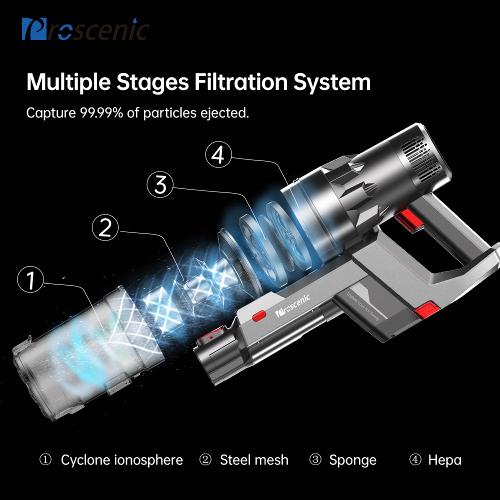Proscenic P11 Handheld Cordless Vacuum Cleaner 25KPa Suction Gray