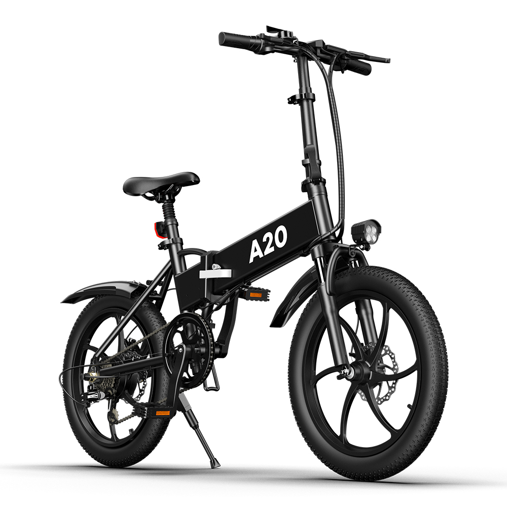 ADO A20+ Electric Folding Bike 20 inch City Bicycle 350W Hall Brushless Gear DC Motor SHIMANO 7-Speed Rear Derailleur 36V 10.4Ah Removable Battery 35km/h Max speed up to 60km Max Range IPX5 Double Shock-absorption Aluminum alloy Frame - Black