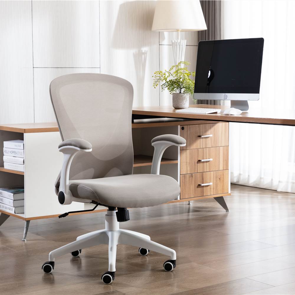 

Home Office Mesh Rotatable Chair Height Adjustable with Ergonomic High Backrest and Casters - Gray