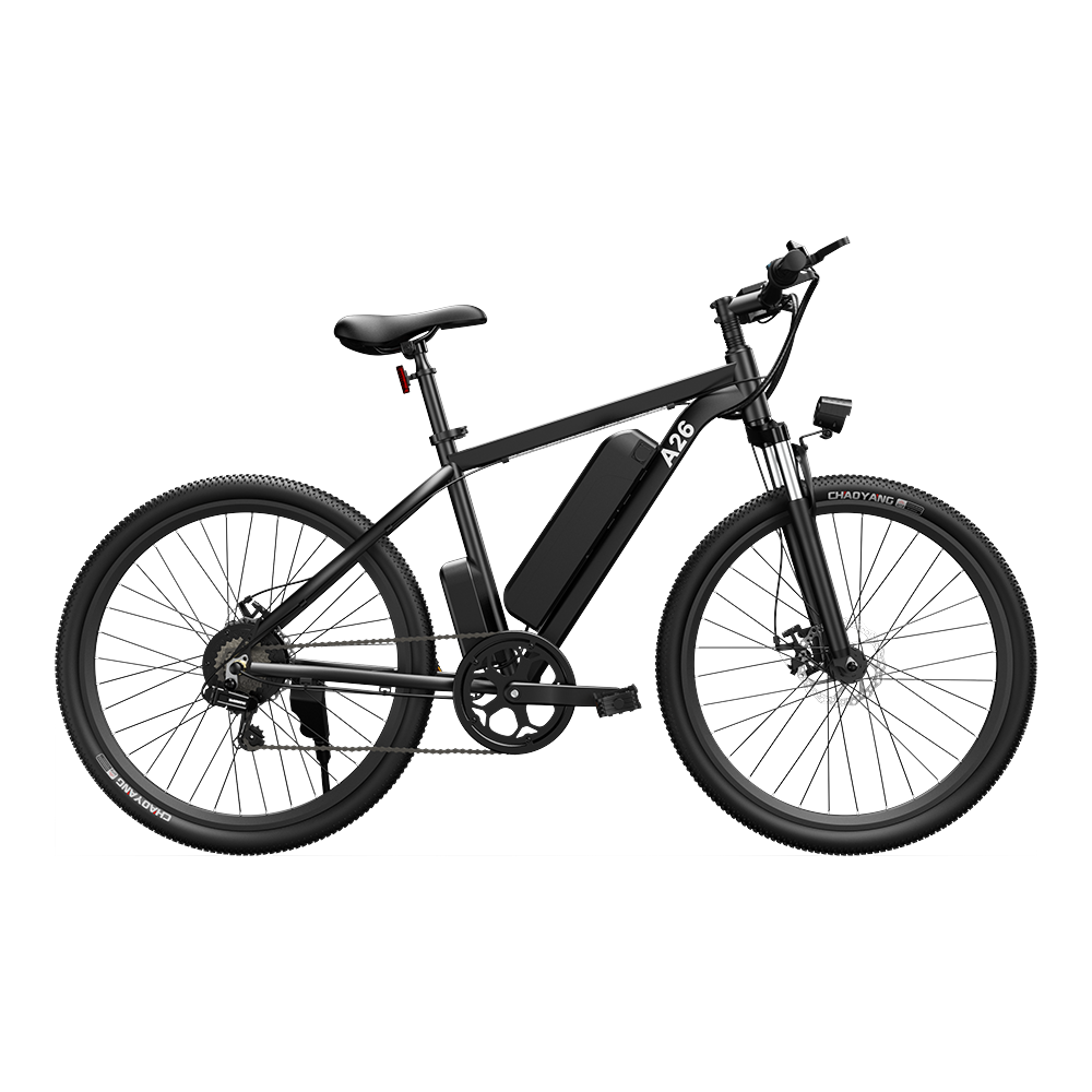 ADO A26+ Electric Moped Bike 26 inch  Mountain Bike 500W Hall Brushless Motor SHIMANO 7-Speed Derailleur 36V 12.5Ah Removable Battery 35km/h Max Speed up to 35km Max Range IPX5 Aluminum Alloy Frame - Black