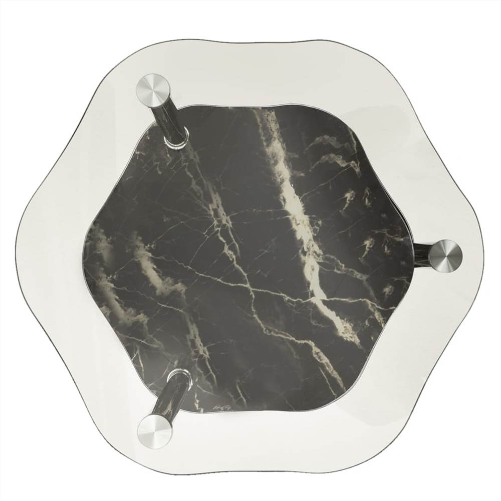 2-Tier Side Table Transparent & Black 38x38x50cm Tempered Glass