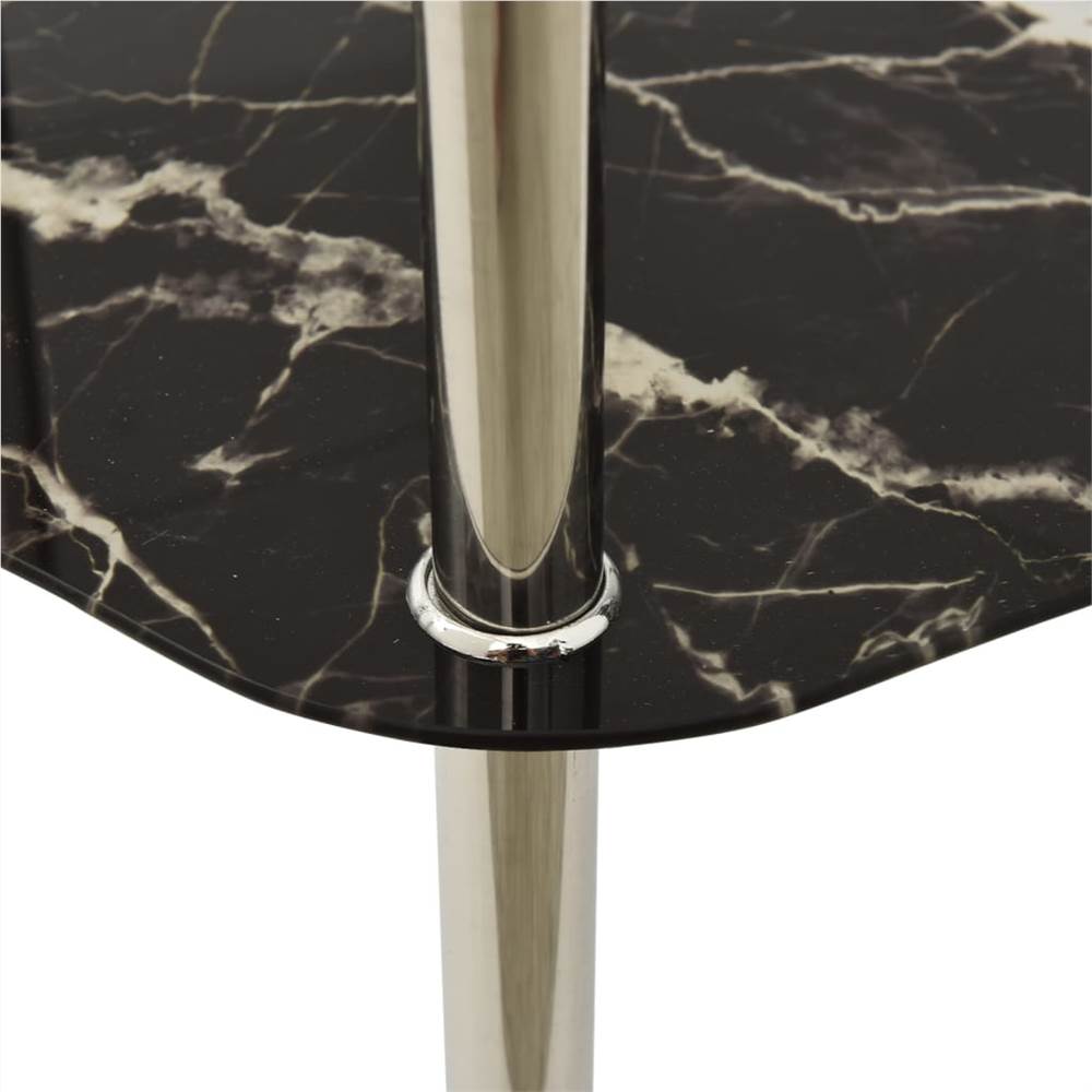 2-Tier Side Table Transparent & Black 38x38x50cm Tempered Glass