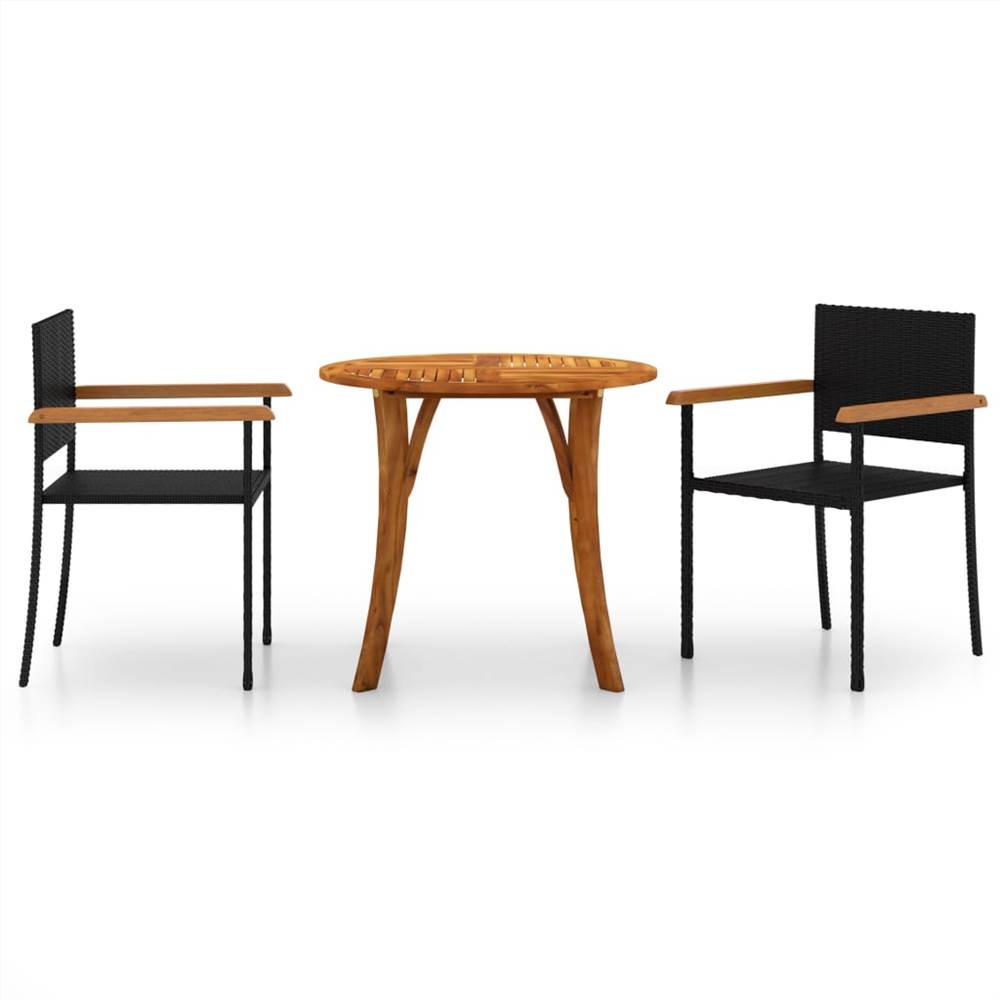

3 Piece Garden Dining Set Black