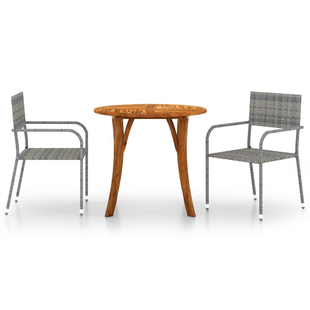 

3 Piece Garden Dining Set Grey