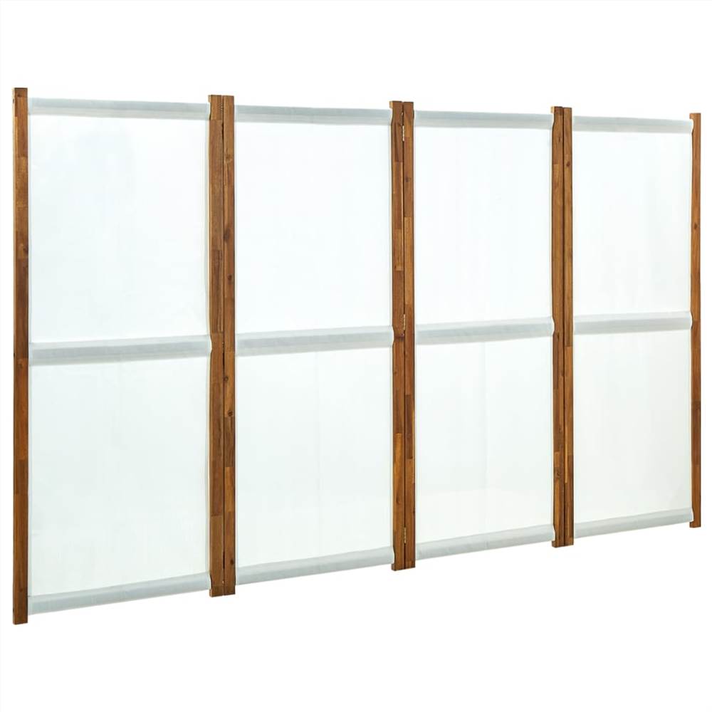 4-Panel Room Divider Cream White 280x170 cm