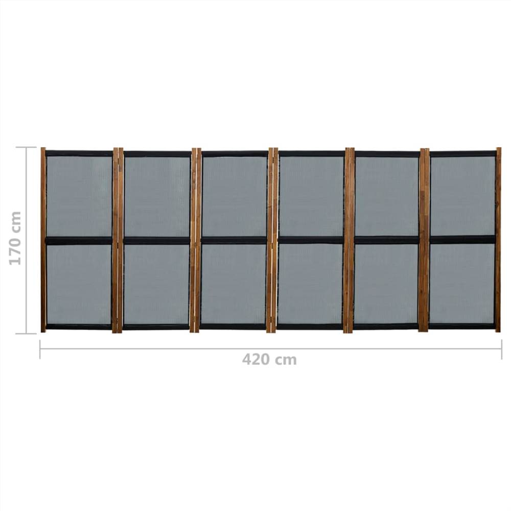 6-Panel Room Divider Black 420x170 cm