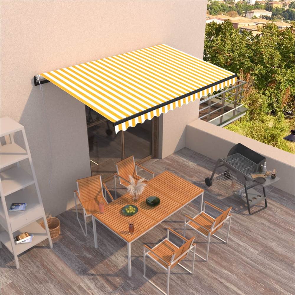 Automatic Retractable Awning 450x300 cm Yellow and White