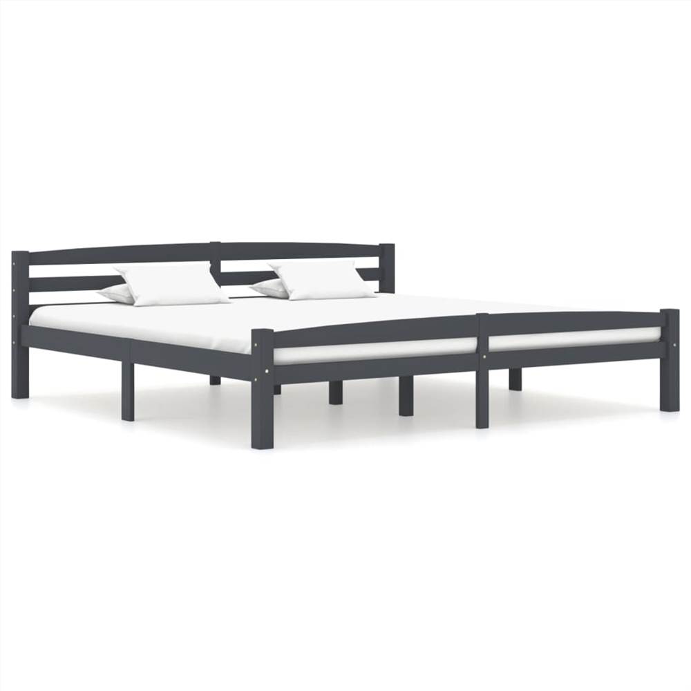 

Bed Frame Dark Grey Solid Pinewood 200x200 cm
