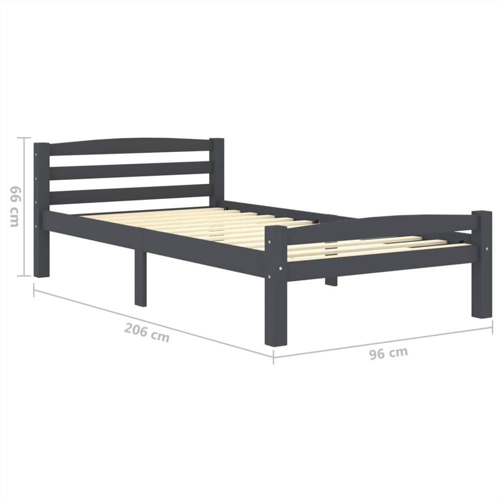 Bed Frame Dark Grey Solid Pinewood 90x200 cm